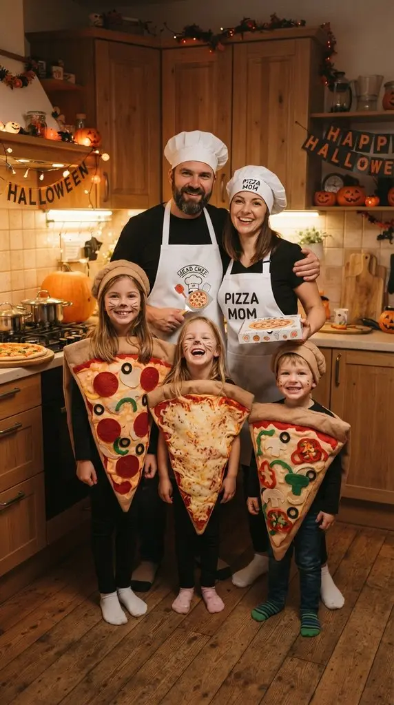Family wearing pizza costumes 202609071057