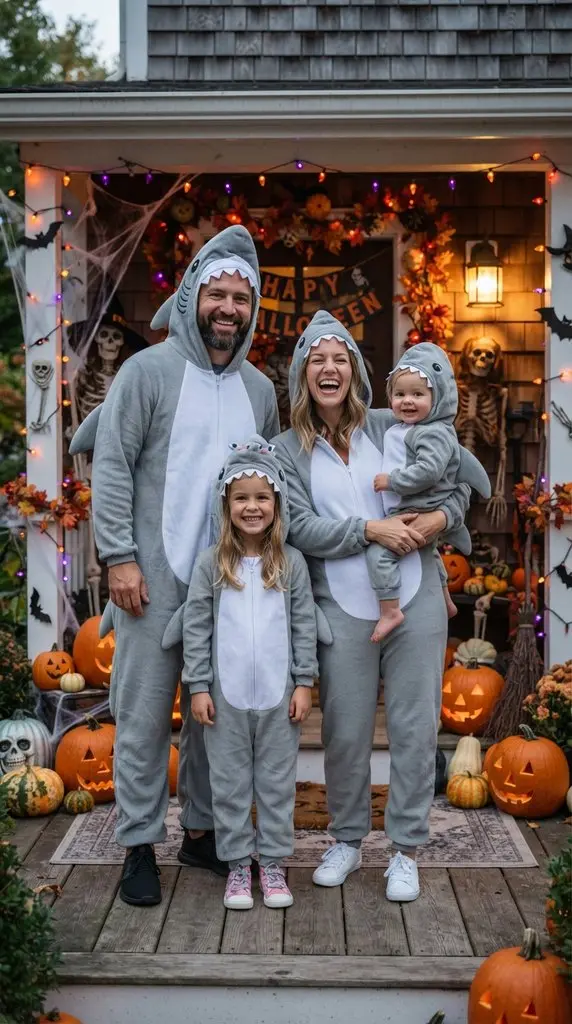 Family wearing shark costumes po… 202609071059