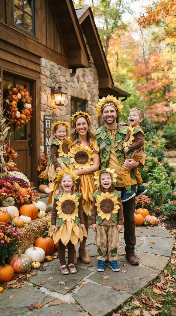 Family wearing sunflower costumes 202609071059