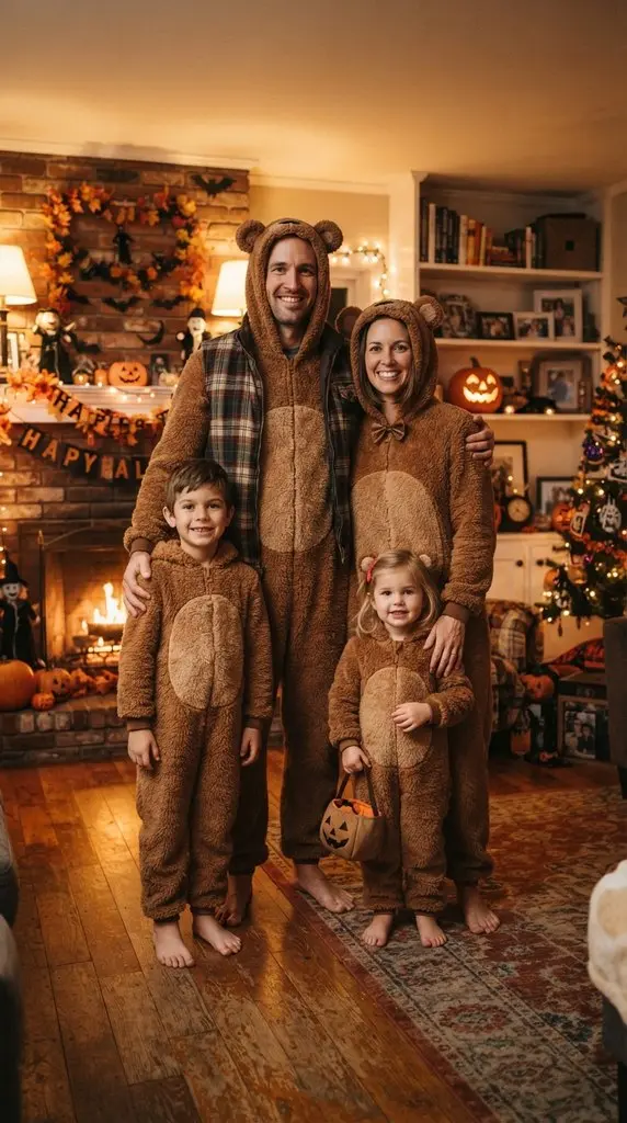 Family wearing teddy bear costumes 202609071059