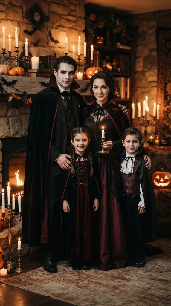 Family wearing vampire costumes 202609071057