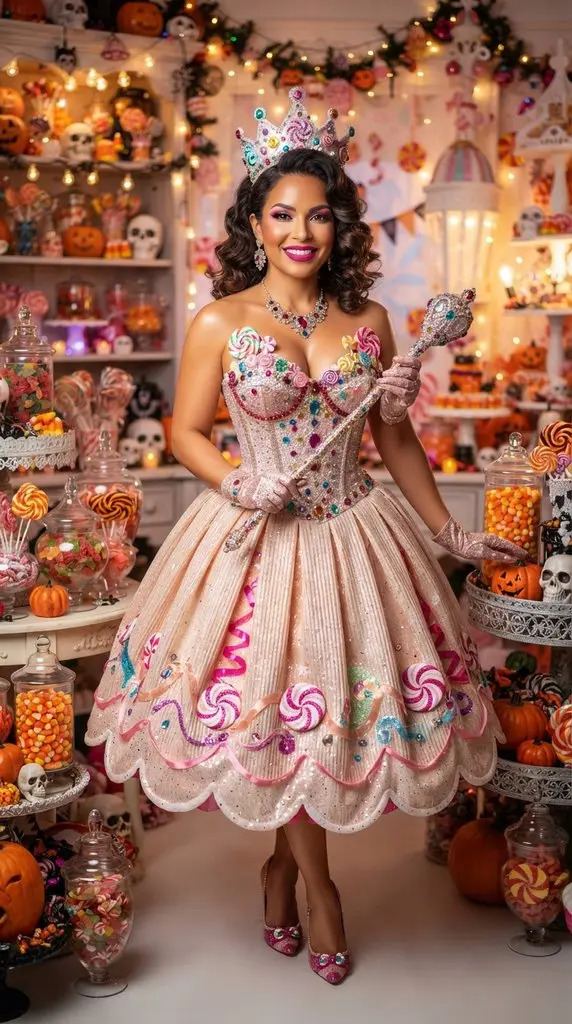 Woman dressed as candy queen 202609071015