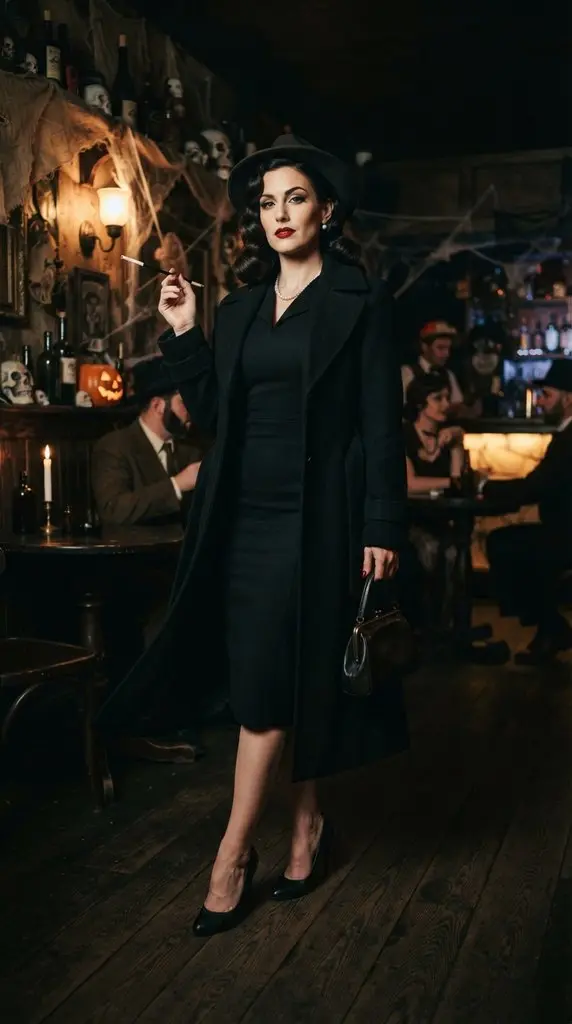 Woman dressed as film detective 202609071015