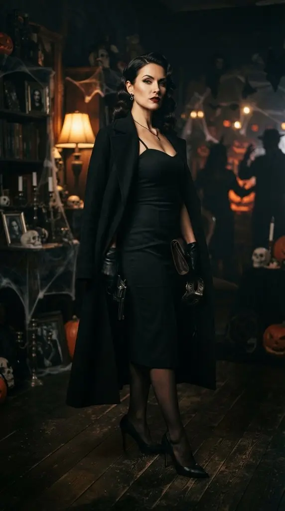 Woman dressed as noir detective 202609071014