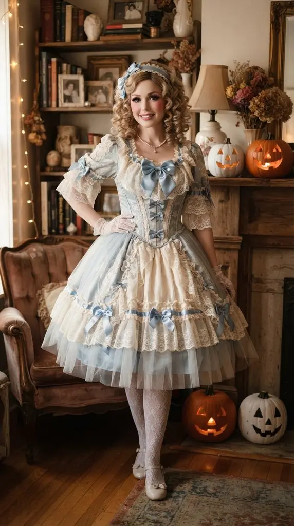 Woman in doll costume posing 202609071015