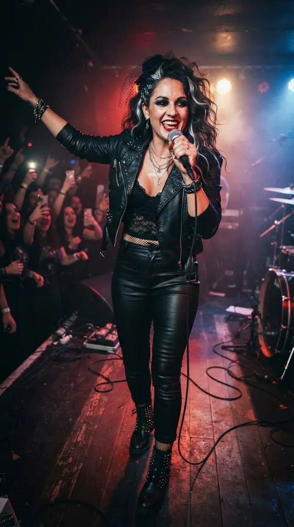 Woman performing in rock costume 202609071014