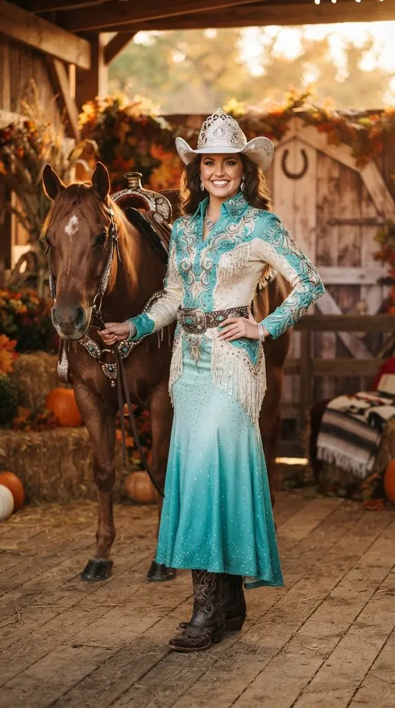 Woman posing as rodeo queen 202609071014