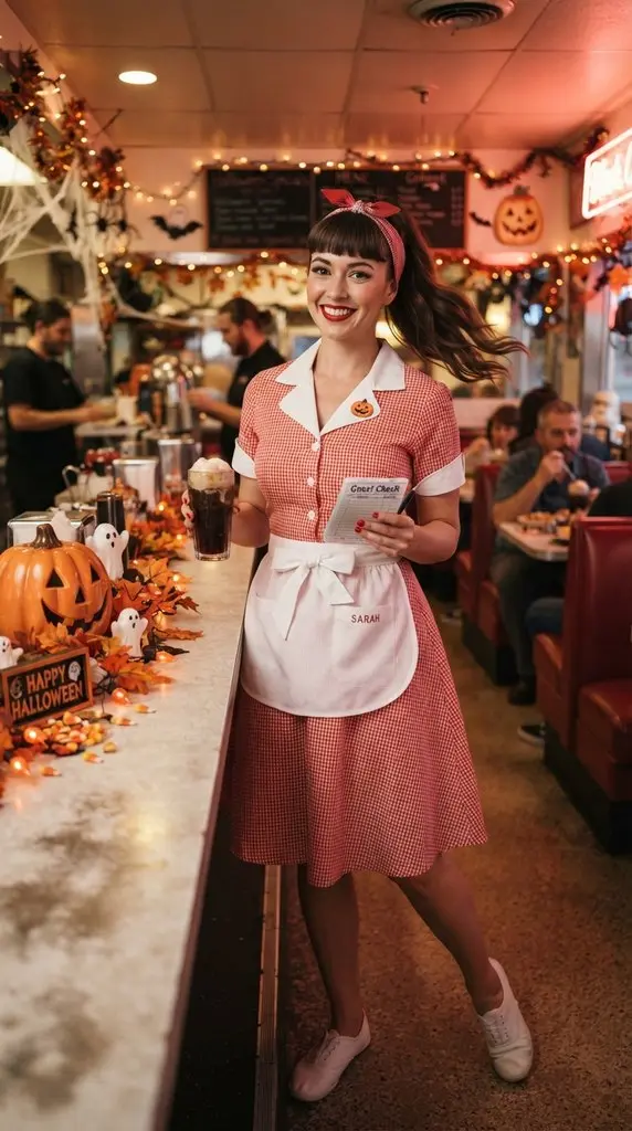 Woman posing at diner counter 202609071014