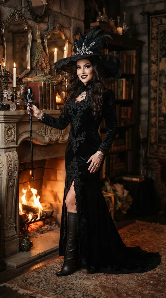 Woman posing by fireplace 202609071015