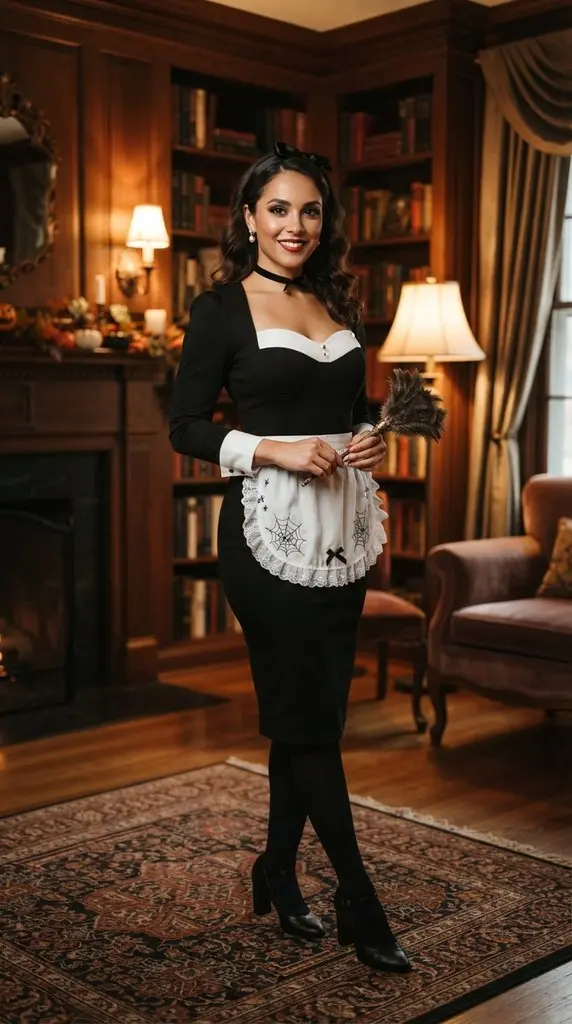 Woman posing in French maid 202609071015