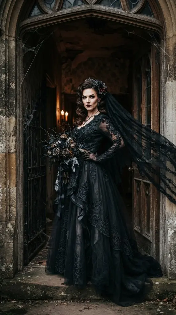 Woman posing in bride costume 202609071015