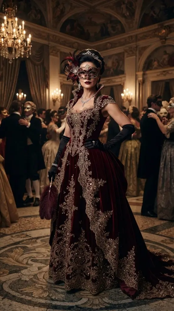 Woman posing in masquerade costume 202609071014