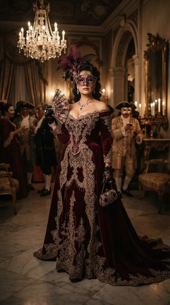 Woman posing in masquerade costume 202609071015