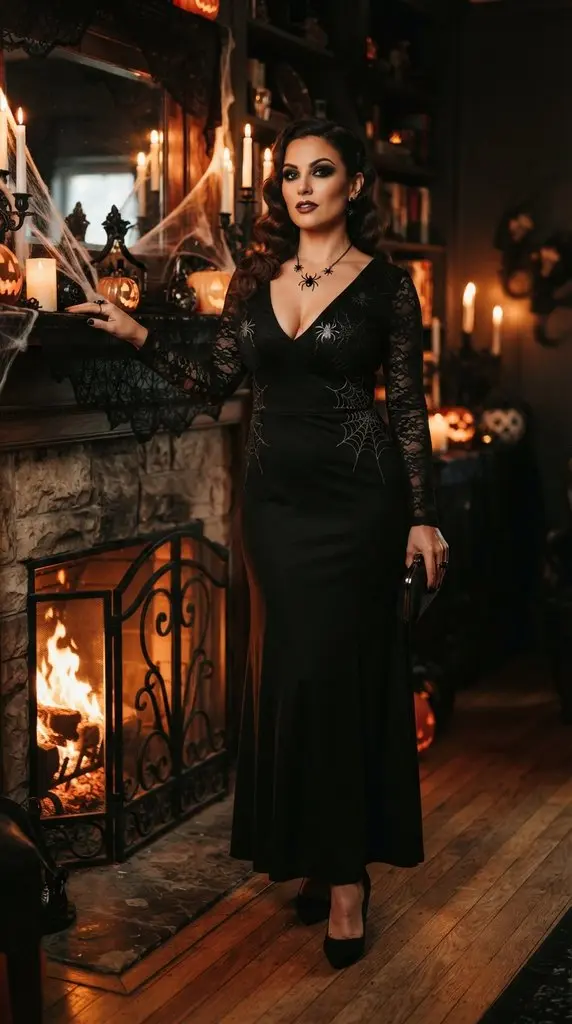 Woman posing near Halloween fire… 202609071015