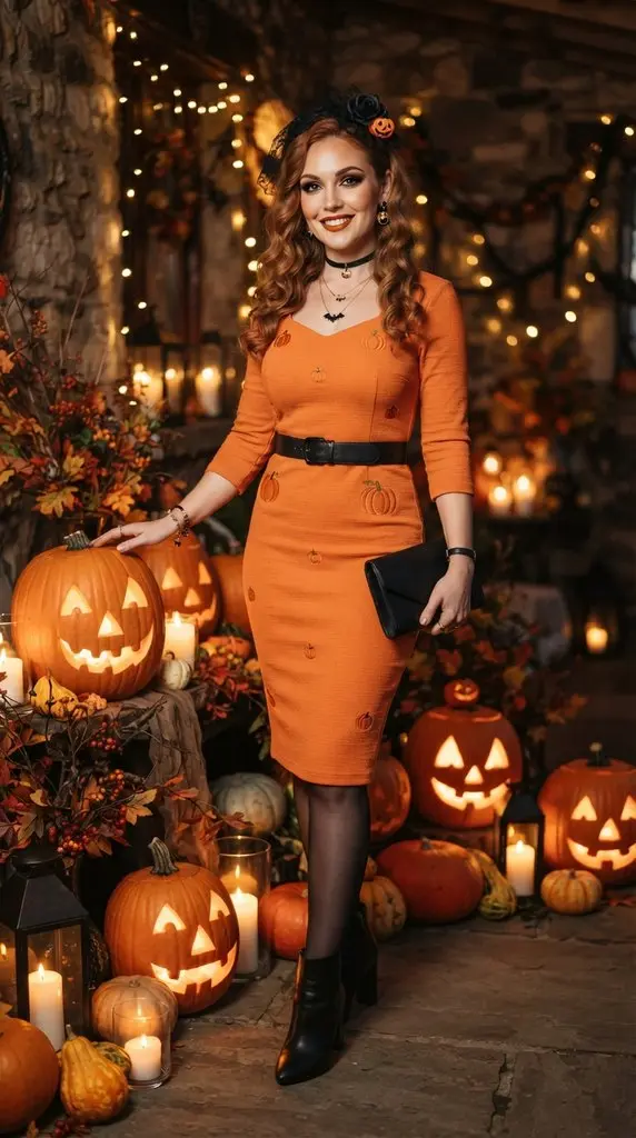 Woman posing with Halloween pump… 202609071014