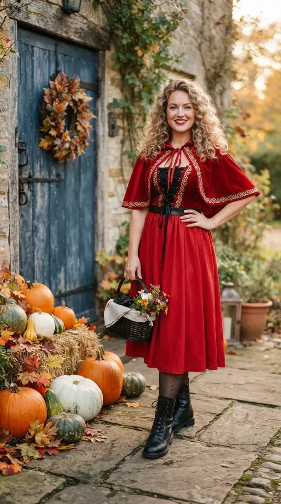 Woman posing with autumn pumpkins 202609071015