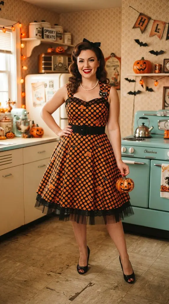 Woman wearing Halloween outfit 202609071015