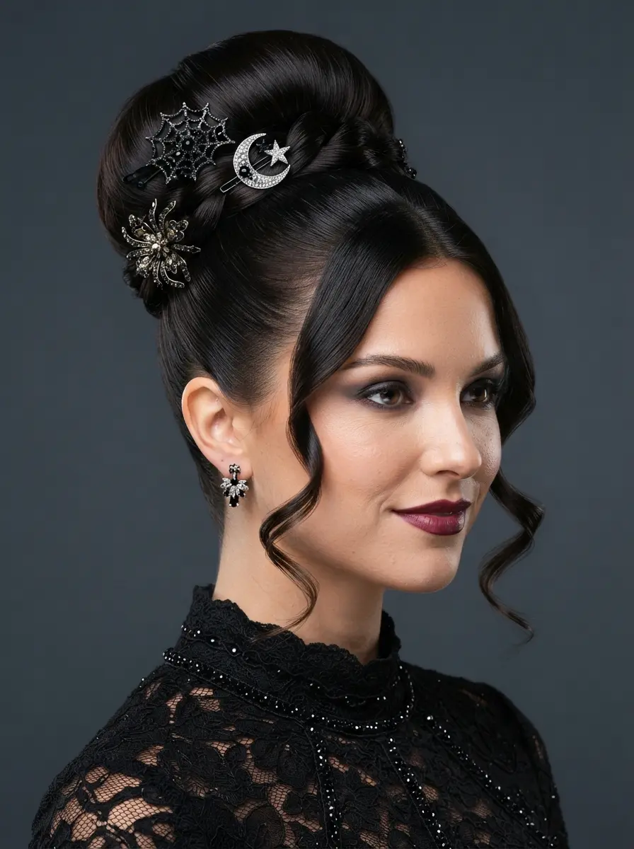 26 Halloween Updos Hairstyles Ideas for a Girly Glam Style 3 halloween updos hairstyles 3430