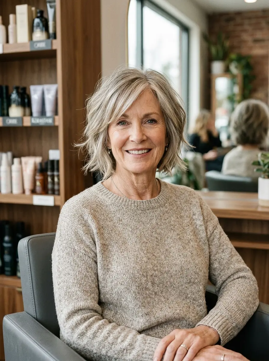 layered bob hairstyles for older women 671
