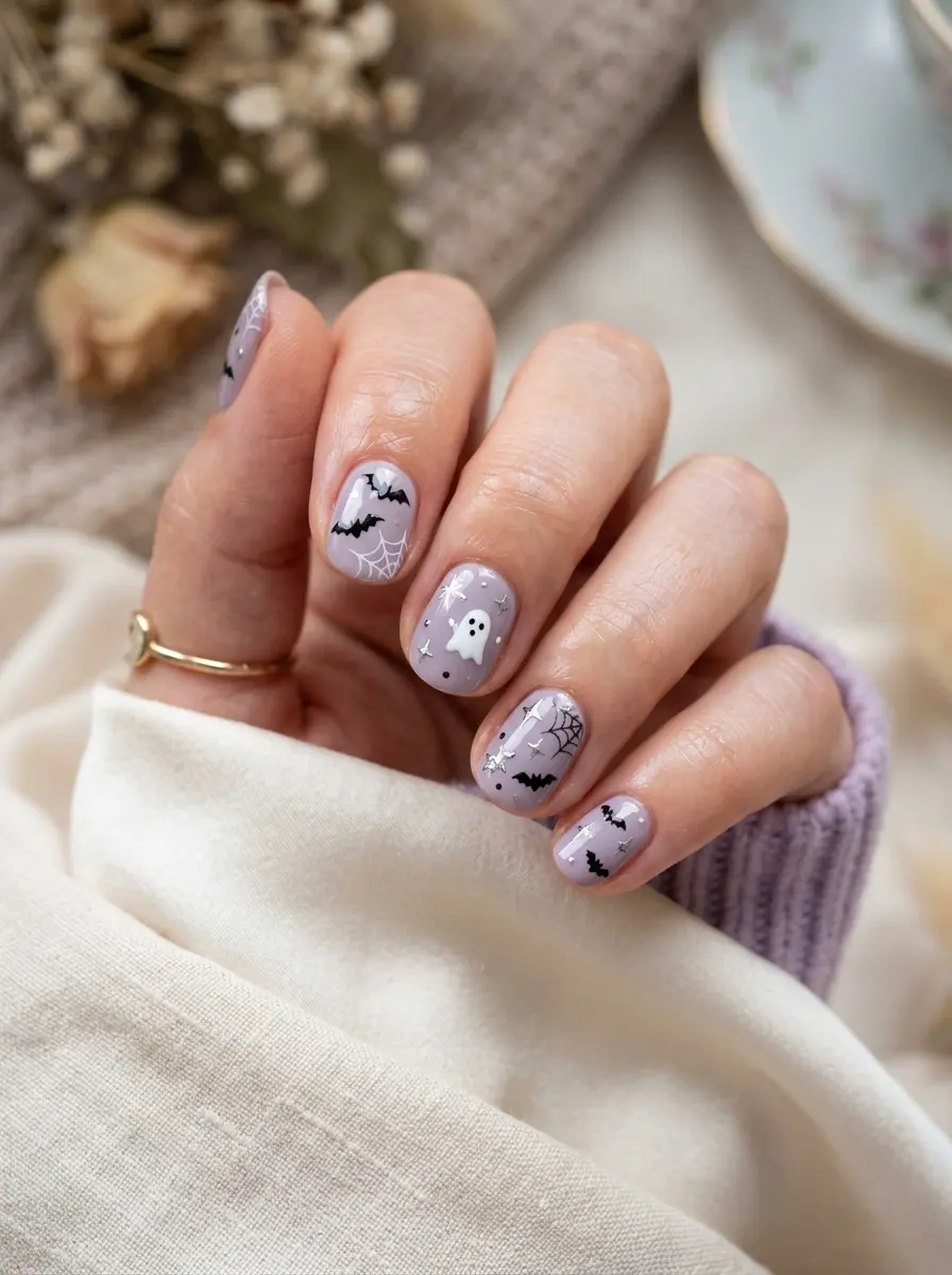 17 Short Halloween Nail Designs Ideas That Nail a Dreamy Aesthetic Style 16 short halloween nail designs ideas 3625